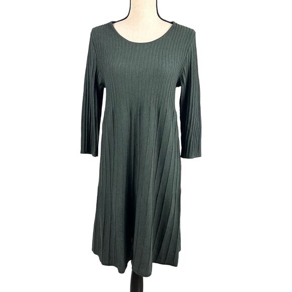 Eileen Fisher Sweater Dress Green Lightweight 100% wool - Picture 3 of 10